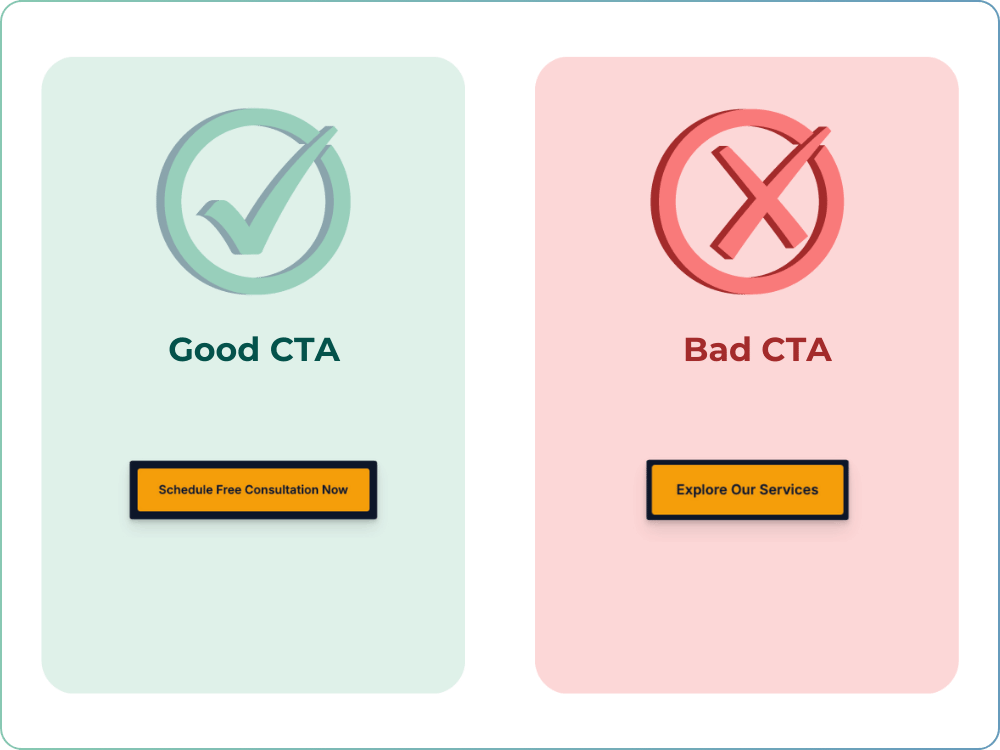 Examples of a good and bad CTA for plumbing companies