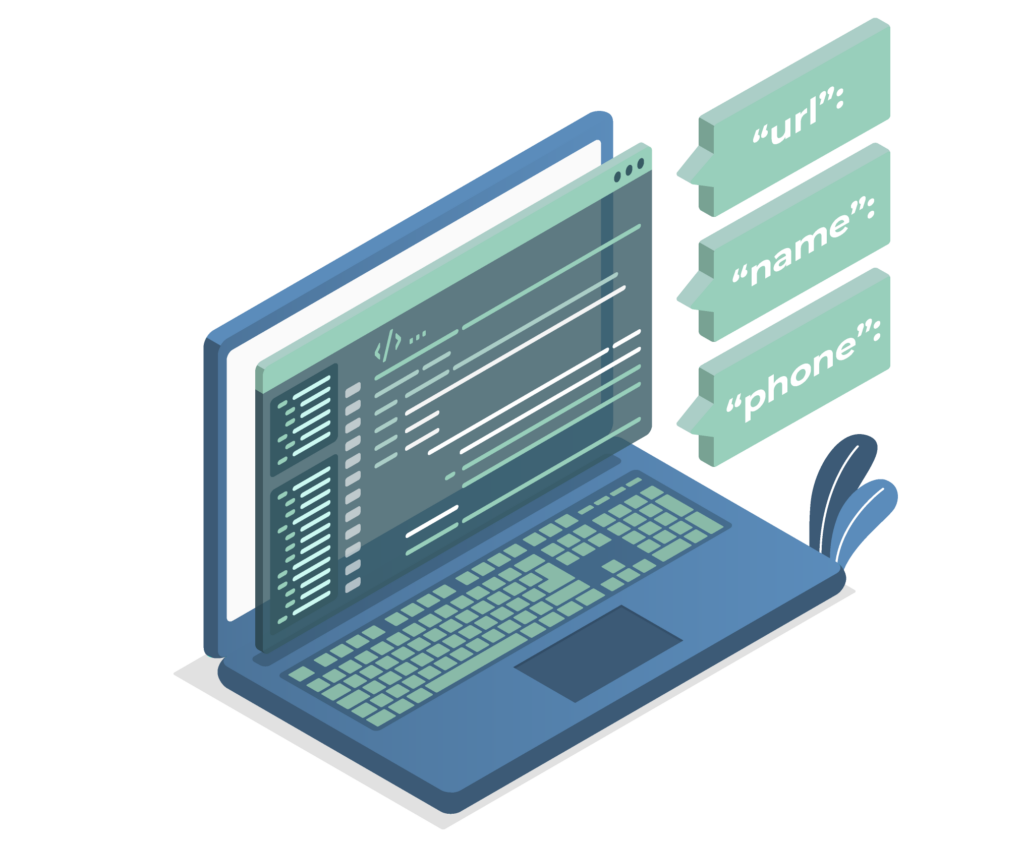 laptop showing code to display local business schema