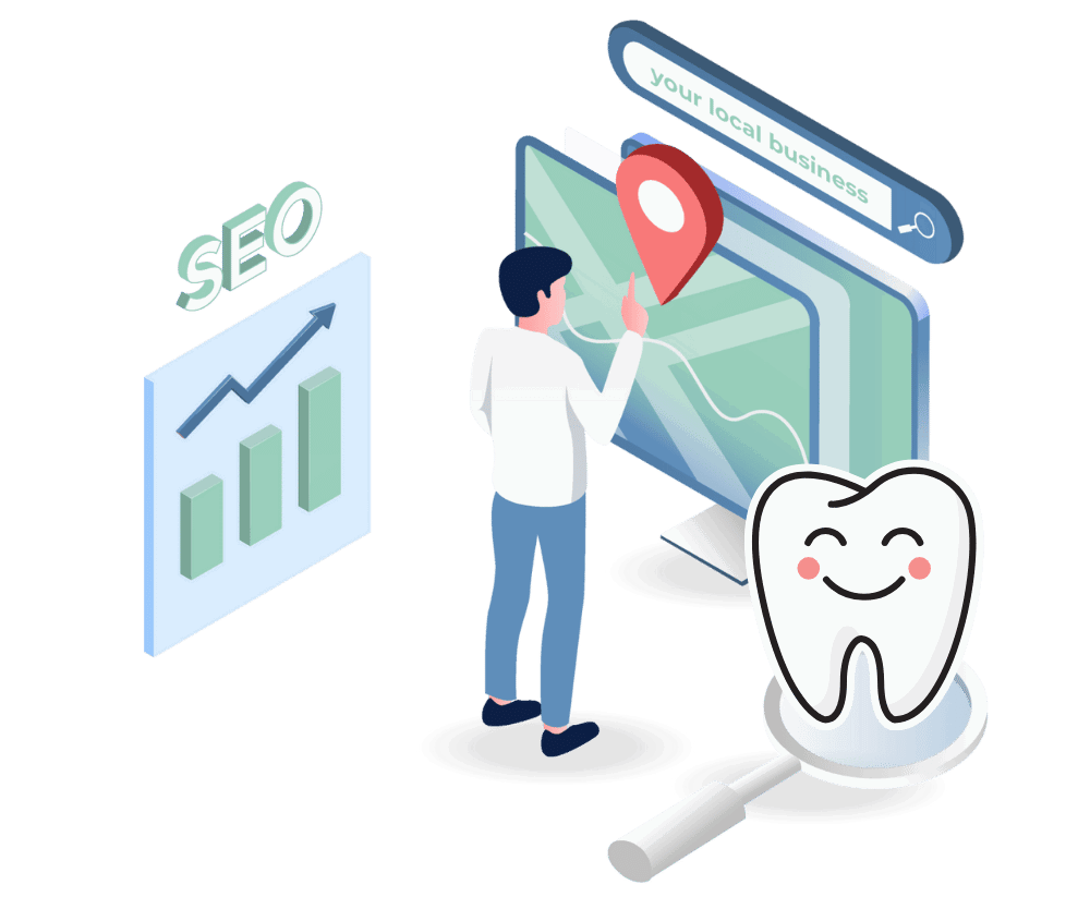 Dentist looking to improve is local SEO on a map